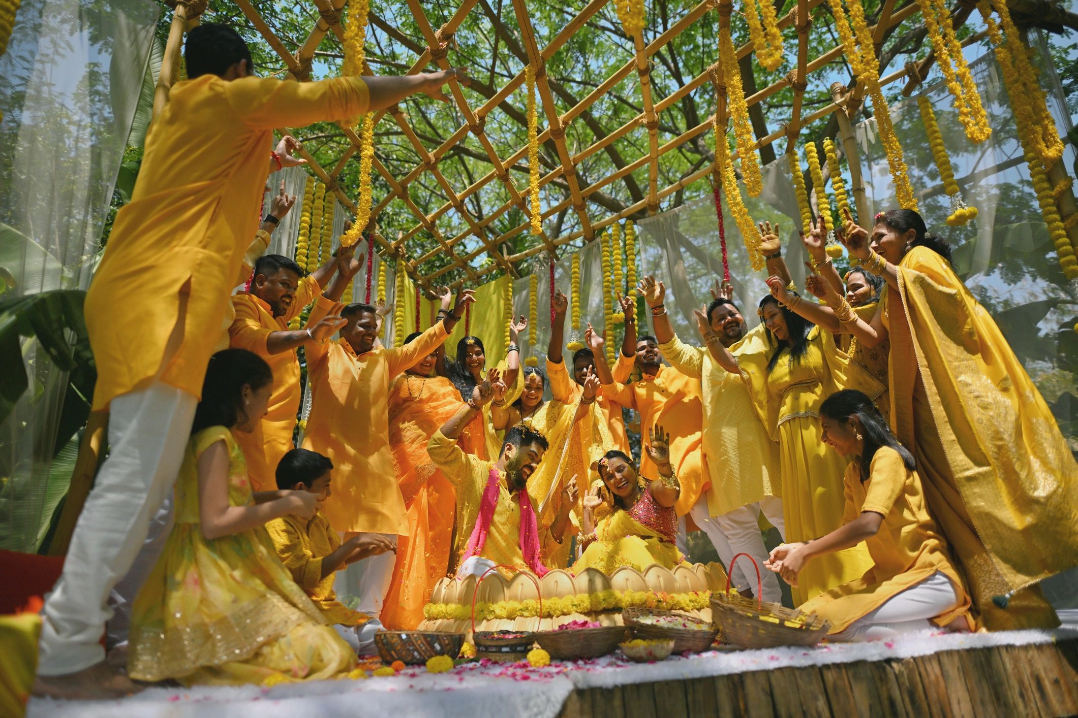 Joyful group moment during a celebration